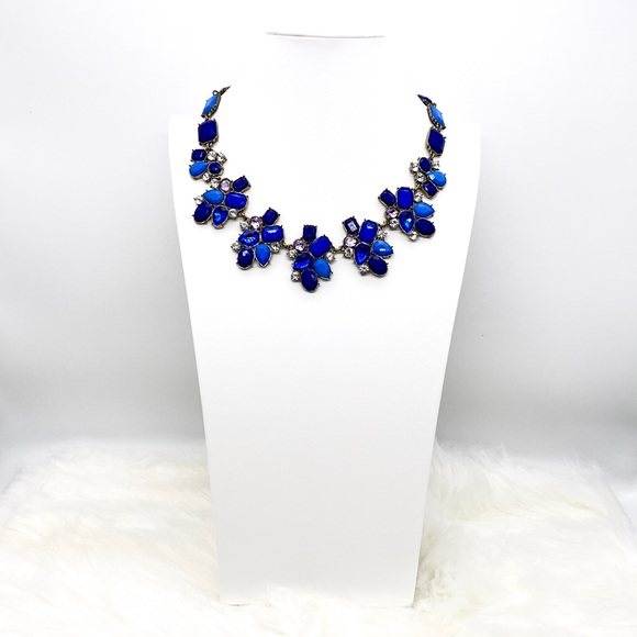 Simple Addiction Blue Rhinestone Statement Necklace - Picture 2 of 5